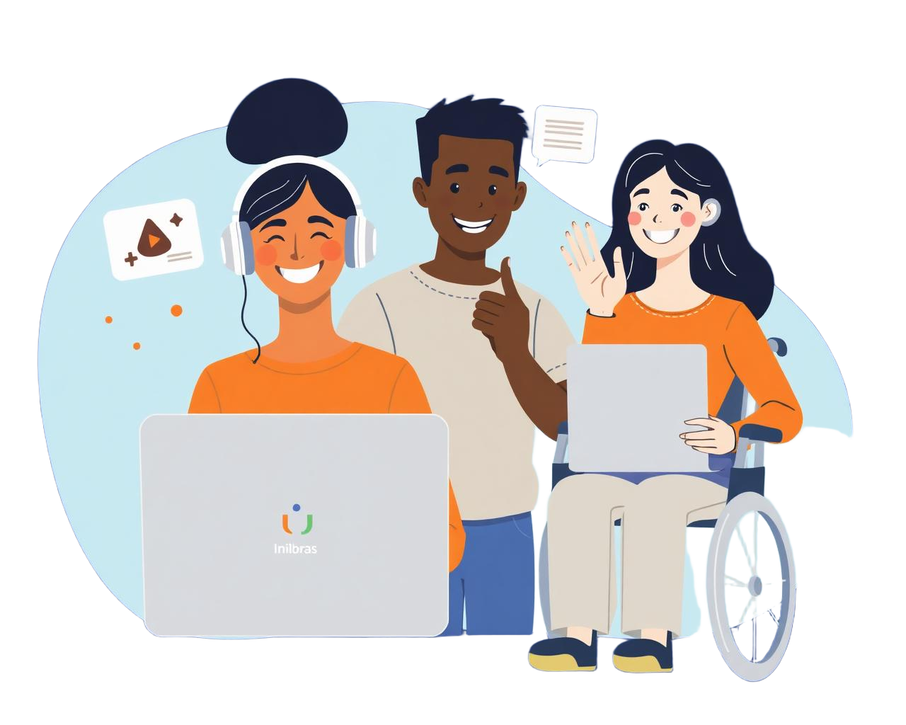 Estudantes diversos aprendendo online juntos